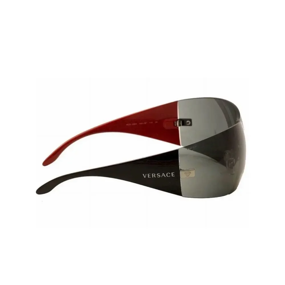 New Versace VE2054 100187 Oversized Shield Sunglasses in Black Authentic